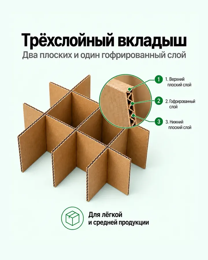 Трёхслойный вкладыш из гофрокартона