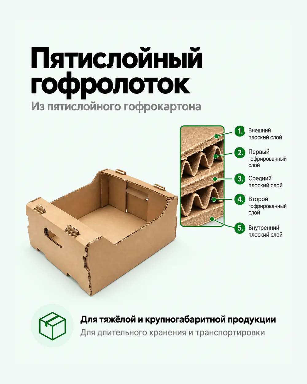 Пятислойный гофролоток для тяжёлой и крупногабаритной продукции